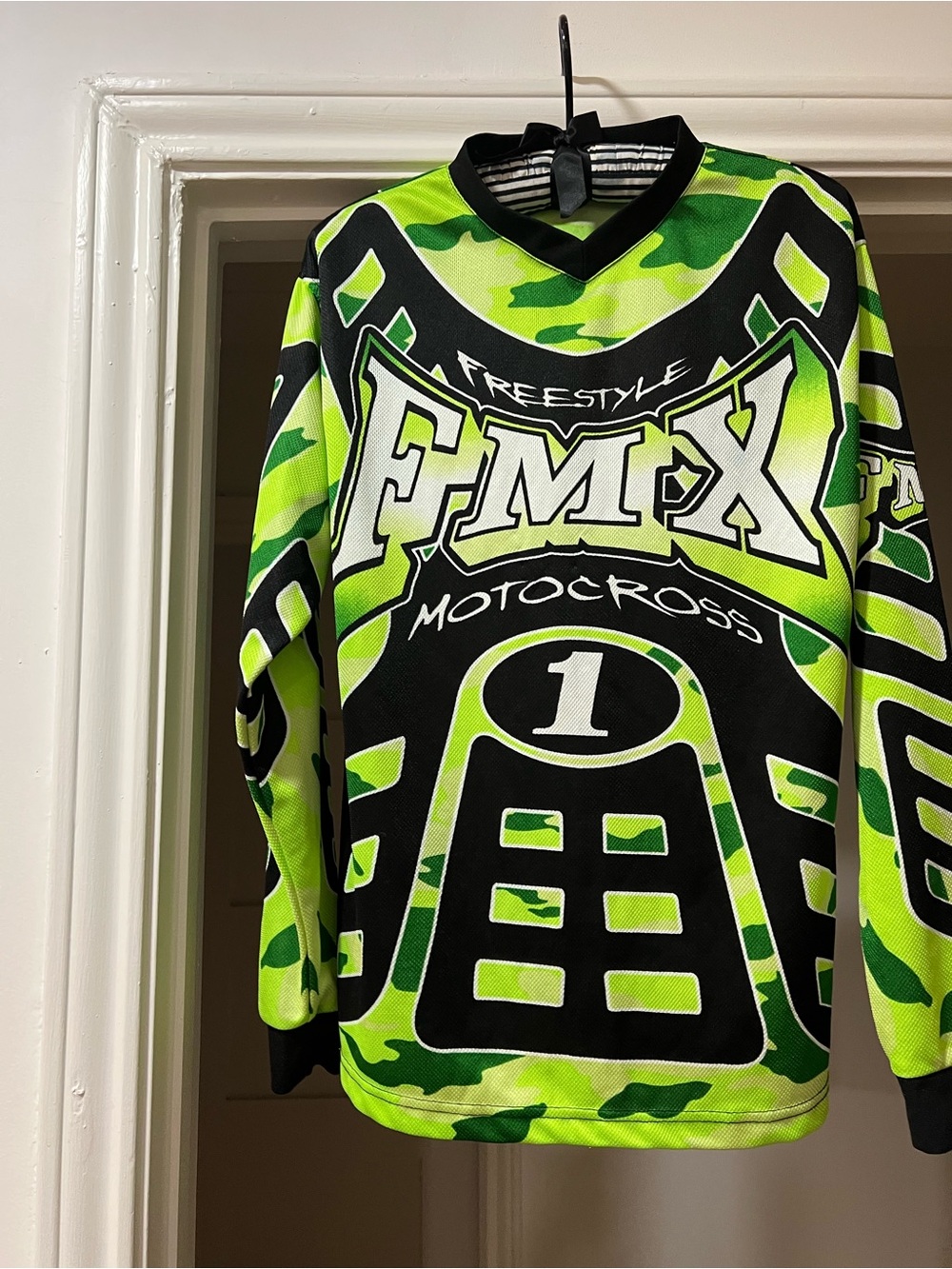 Freestyle Motocross Kids Long Sleeve Jersey - Neon Green Camo
